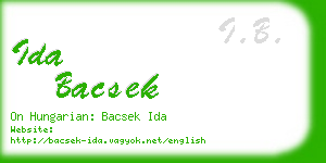 ida bacsek business card